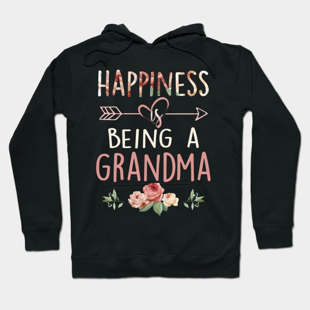 Happiness is Being a Grandma Shirt Womens Funny Letters Printed Grandmother Hoodie by Otis Patrick